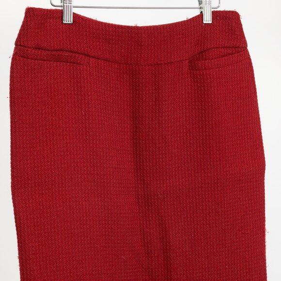 Donna Karan New York Red Wool Tweed Pencil Skirt - Picture 3 of 9